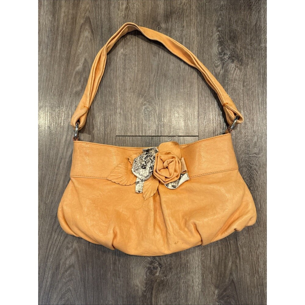 Paolo Masi Genuine Leather Made In Italy Shoulder Bag Handbag Purse Orange